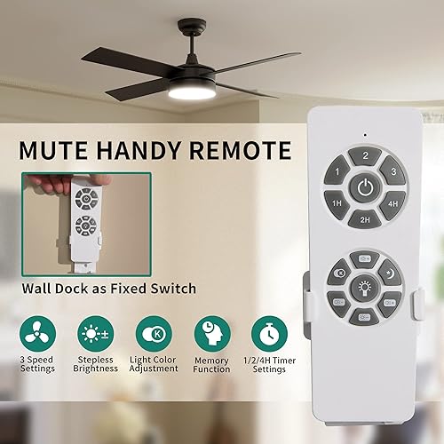 Miniatura 7 de YITAHOME Ventiladores de techo negros con luz y control remoto, luz regulable para interiores y exteriores, ventilador de luz con temperatura de