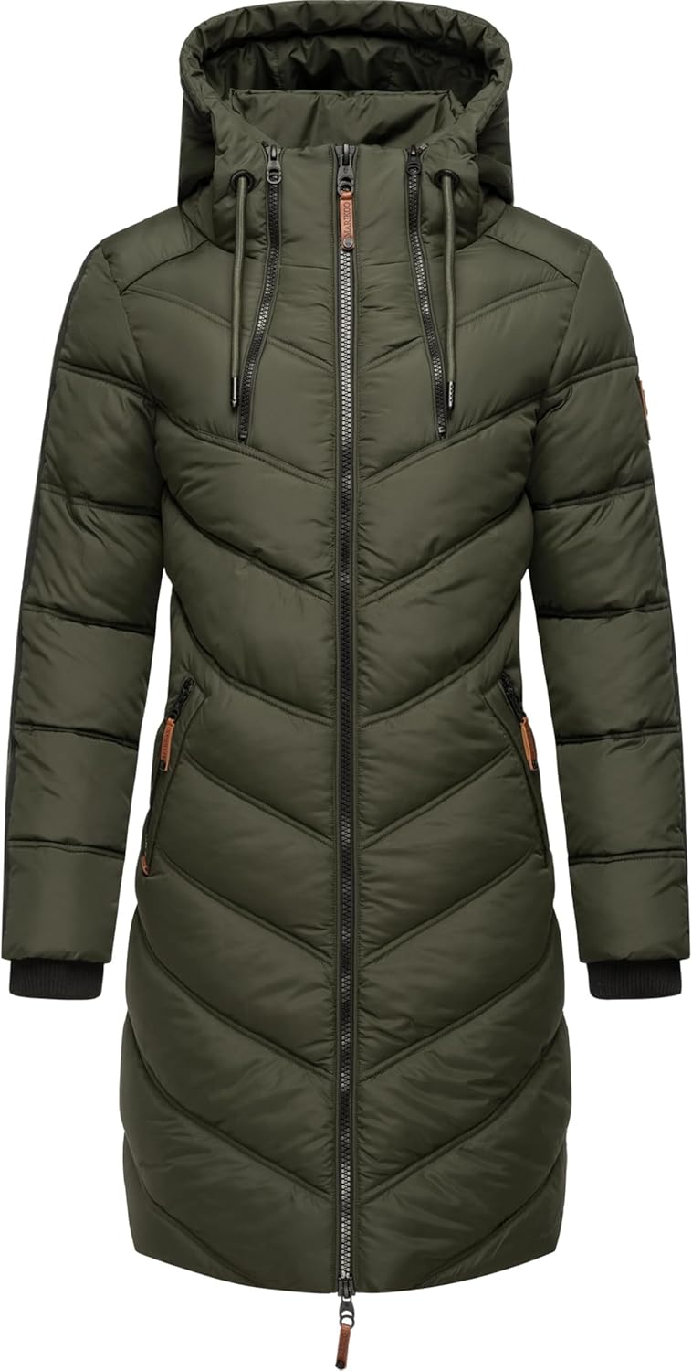Marikoo Women's Winter Coat with Hood - Quilted Long Puffer Jacket - Thigh-Length - Armasa XS-XXL - Image 5