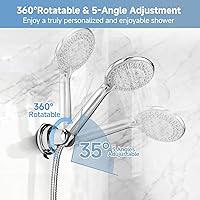 Vista 5 de Soporte de cabezal de ducha de succión, soporte de ducha de mano extraíble para montaje en pared, ventosa cromada ajustable sin taladro, inclinación