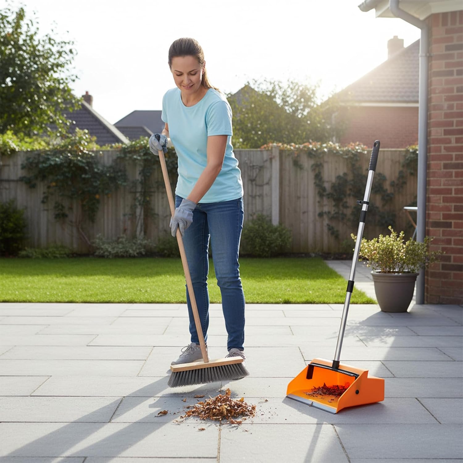 Large Commercial Dustpan with Comb,Long Handle Upright Heavy Duty Dust Pan Outdoor Indoor for Courtyards, Garages, Lobbies, Shopping Malls, Market Floors, Sidewalks, Classroom Floor Cleaning - Image 7