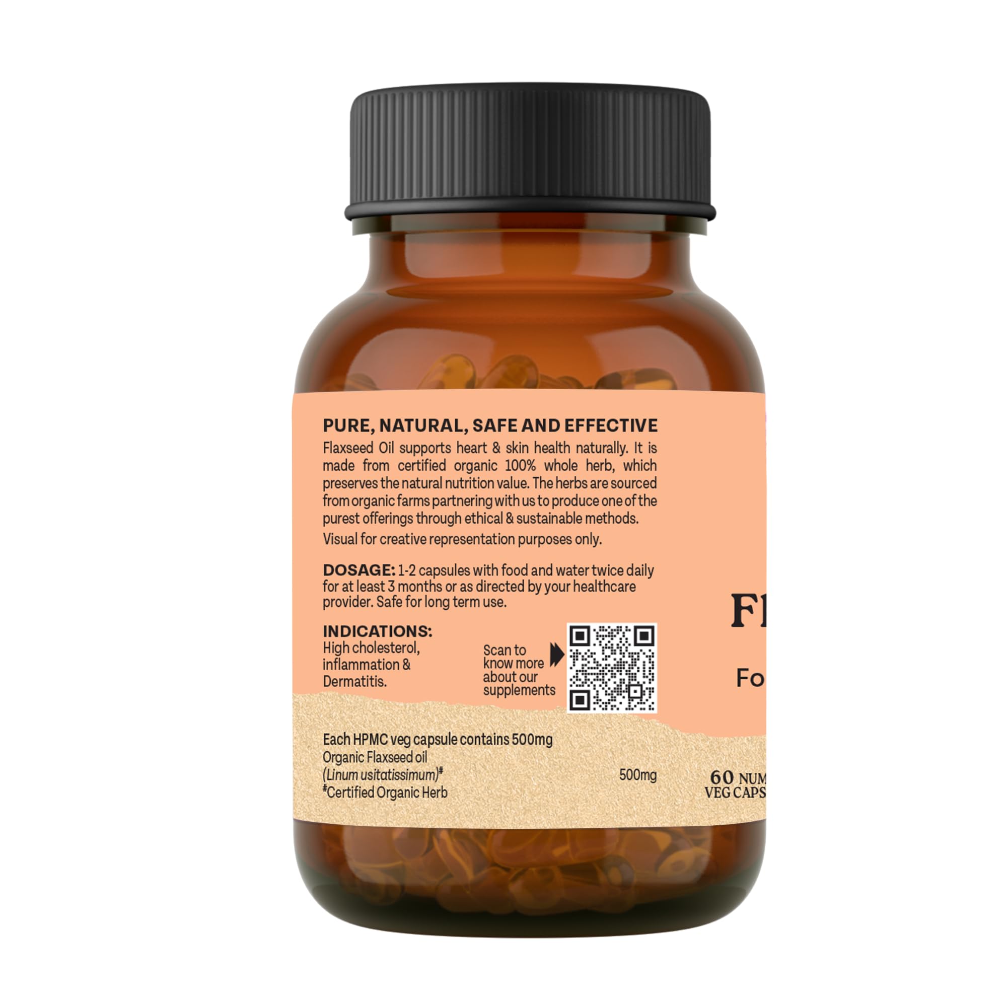 A TATA Product - Organic India Flaxseed Oil - 60 Veg Capsules, Natural Omega-3, Helps Reduce Cholesterol, Supports Healthy Skin, Hair & Nails, Joint Flexibility, GMP & NPOP Certified Organic product image 2