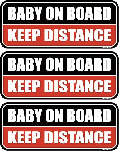 GEEKBEAR Baby on Board - Imán para automóvil, colorido, reflectante, resistente a la intemperie, rectangular, 8.7 x 3.5 pulgadas (negrorojo, paquete