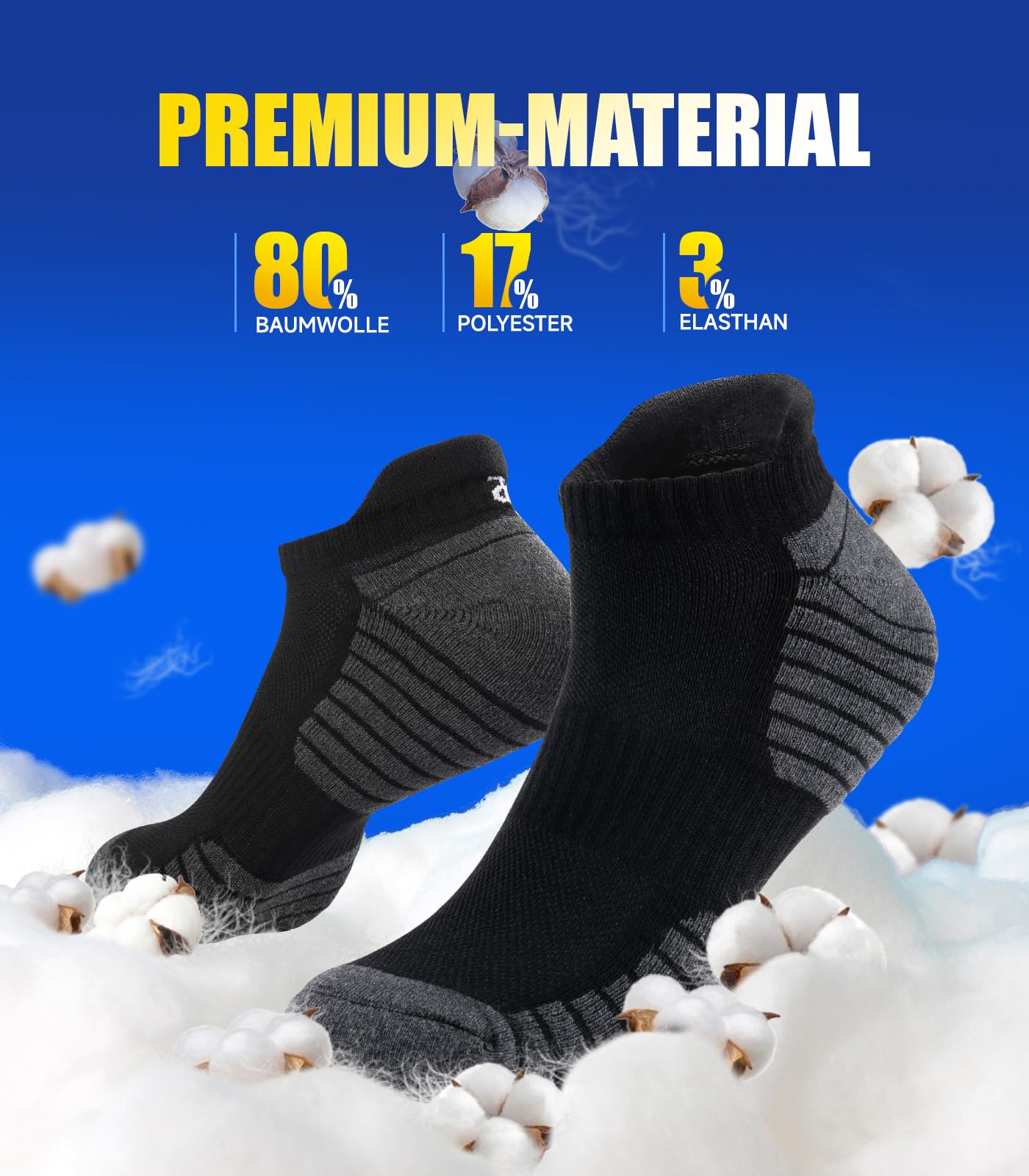 PULIOU Calcetines deportivos para mujer y hombre, calcetines deportivos para mujer, calcetines para correr, calcetines de algodón transpirables, calcetines cortos, 6 pares, C01-negro, 43-46
