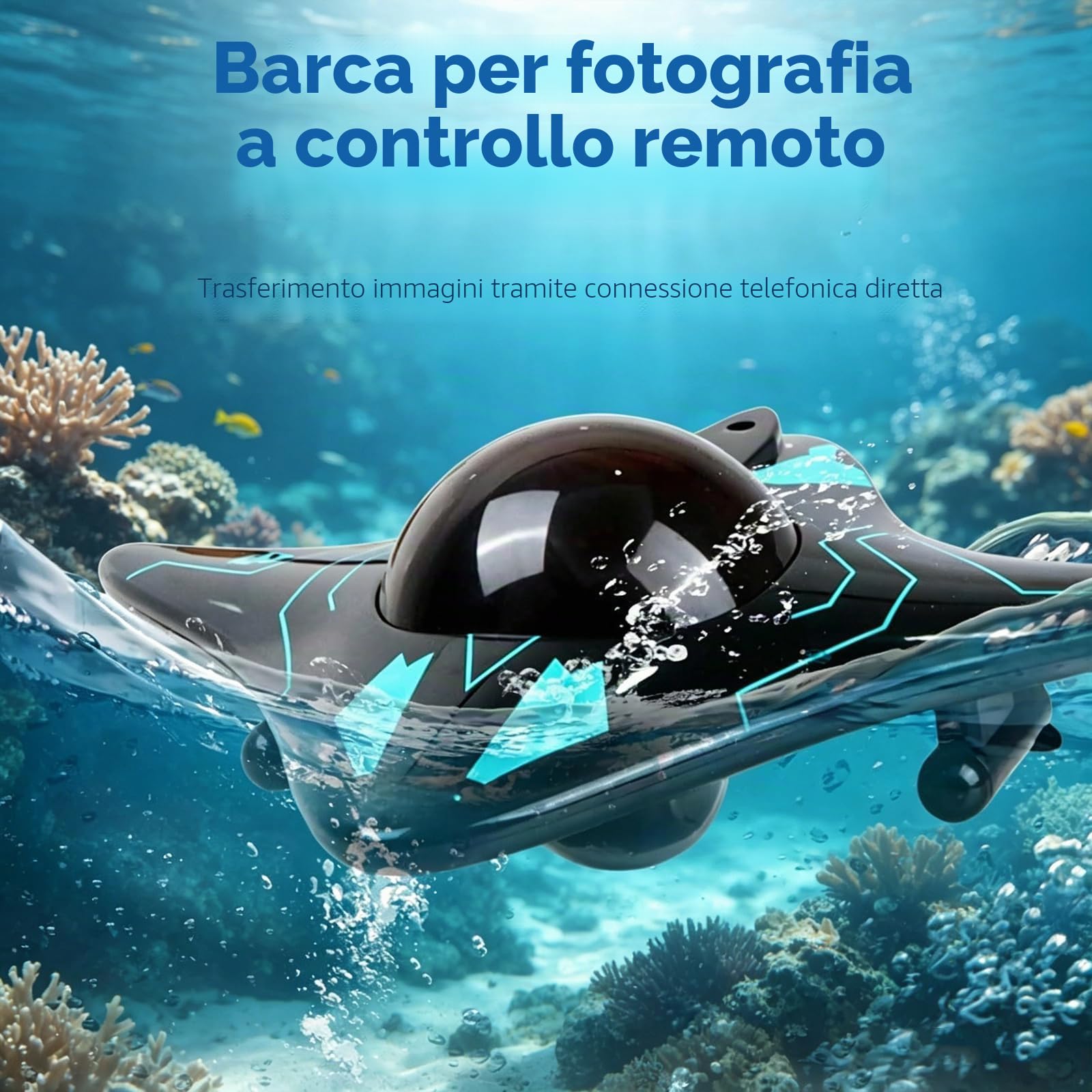 Drone subacqueo con controllo tramite app, drone subacqueo telecomandato con fotocamera HD da 10 m e luci LED, angolo della fotocamera regolabile, per esplorazione subacquea e giocattoli per adulti
