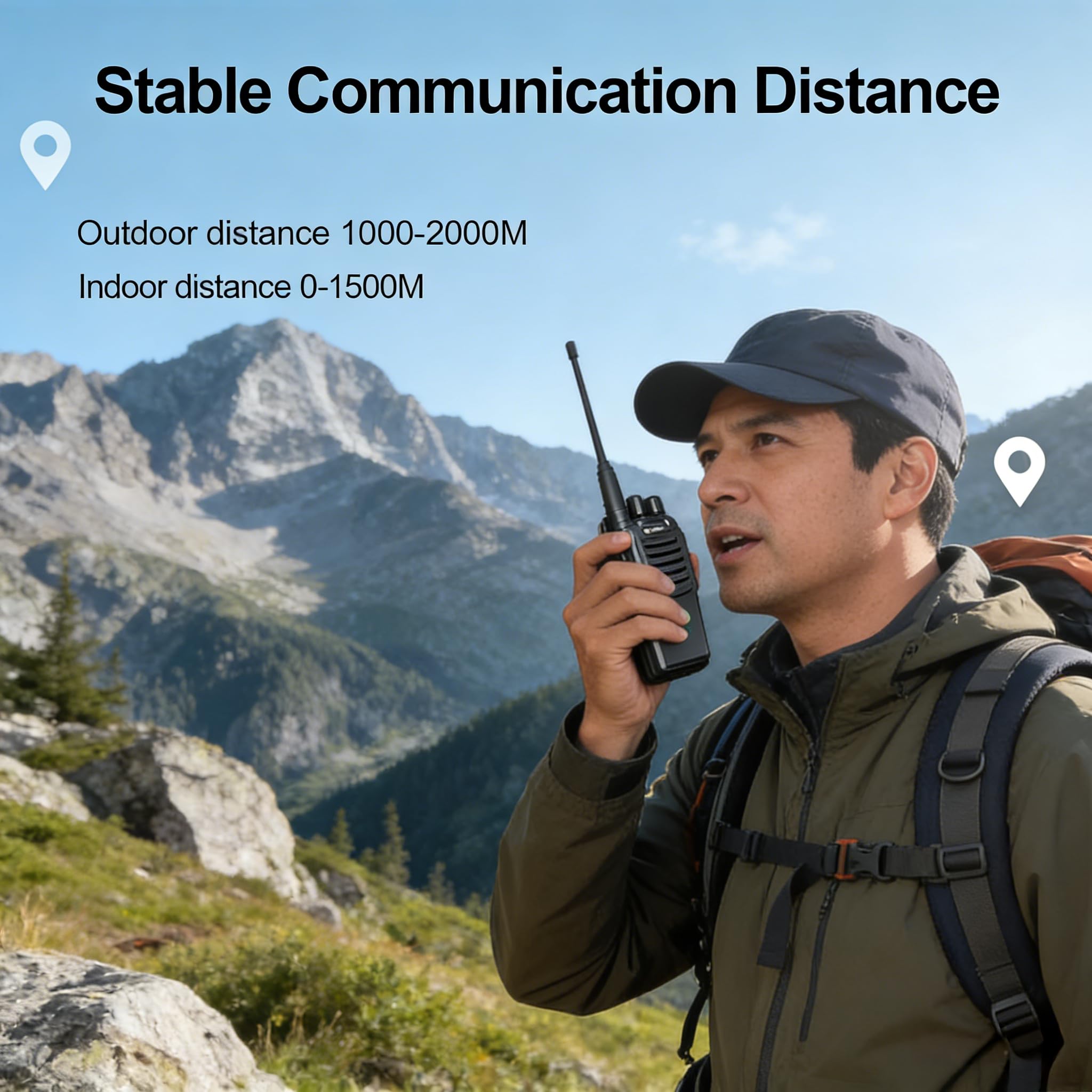 Retevis H777H Walkie Talkies for Adults, Two Way Radio with Screen, Rechargeable USB-C 2 Way Radio, Hands Free Walkie Talkies, Emergency Radio Camping Accessories for Outdoor, Hiking (Black, 3 Pcs) — view 4