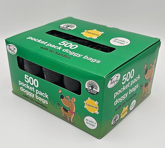Foto 3 de 5 de 500 bolsas Tidyz para caca de perro. Mínimo 30% plástico reciclado. Bolsas fuertes y grandes para residuos…