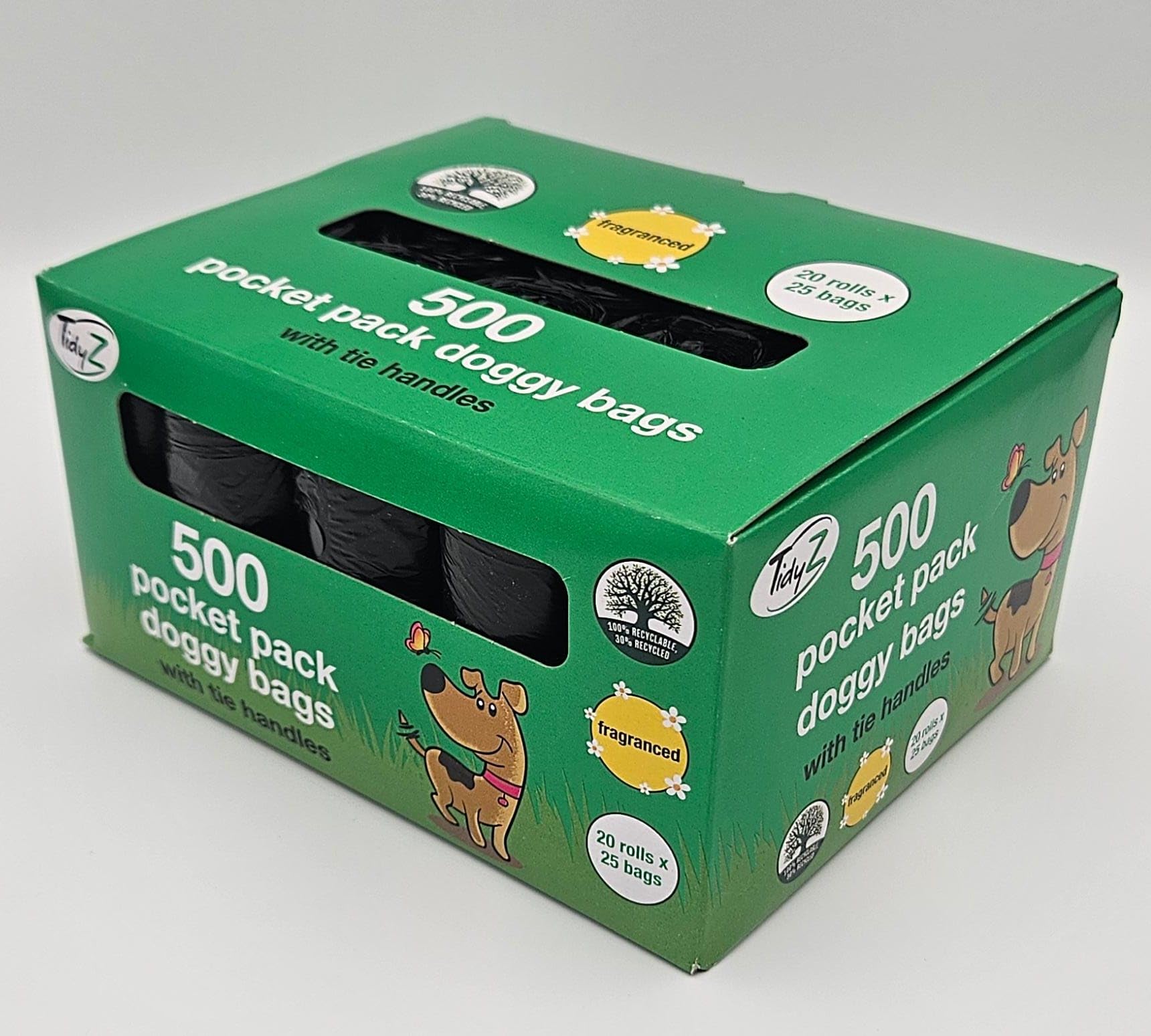500 TidyZ Dog Poo Bags. Minimum 30% Recycled Plastic. Strong, Large Pet Waste Bags. Tie Handles - Image 3