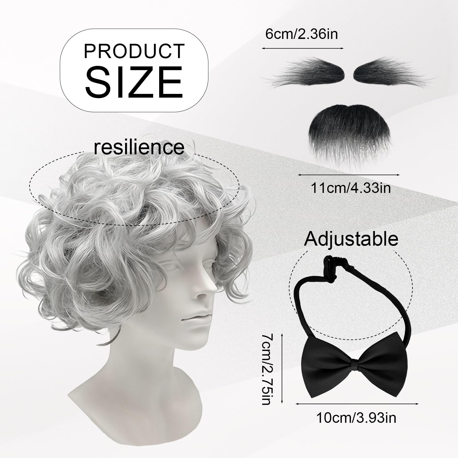 Set De Disfraz De Científico Loco – Peluca Gris Con Barba Y Cejas Autoadhesivas Para Halloween, Cosplay Y Fiestas Temáticas
