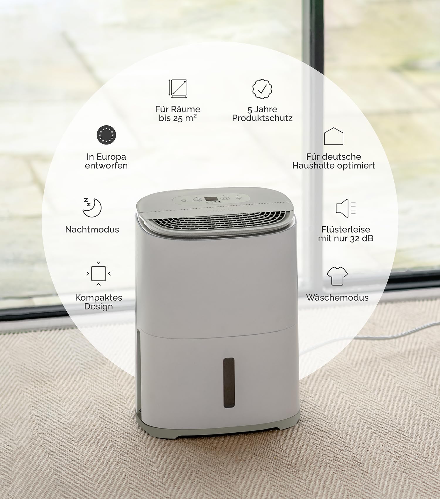 Meaco Dry Arete One osuszacz i oczyszczacz powietrza 6 l | kompaktowy, bardzo cichy, 32 dB | idealny osuszacz powietrza do sypialni, małych pomieszczeń i mieszkań | filtr HEPA H13 | zbiornik 1,8 l