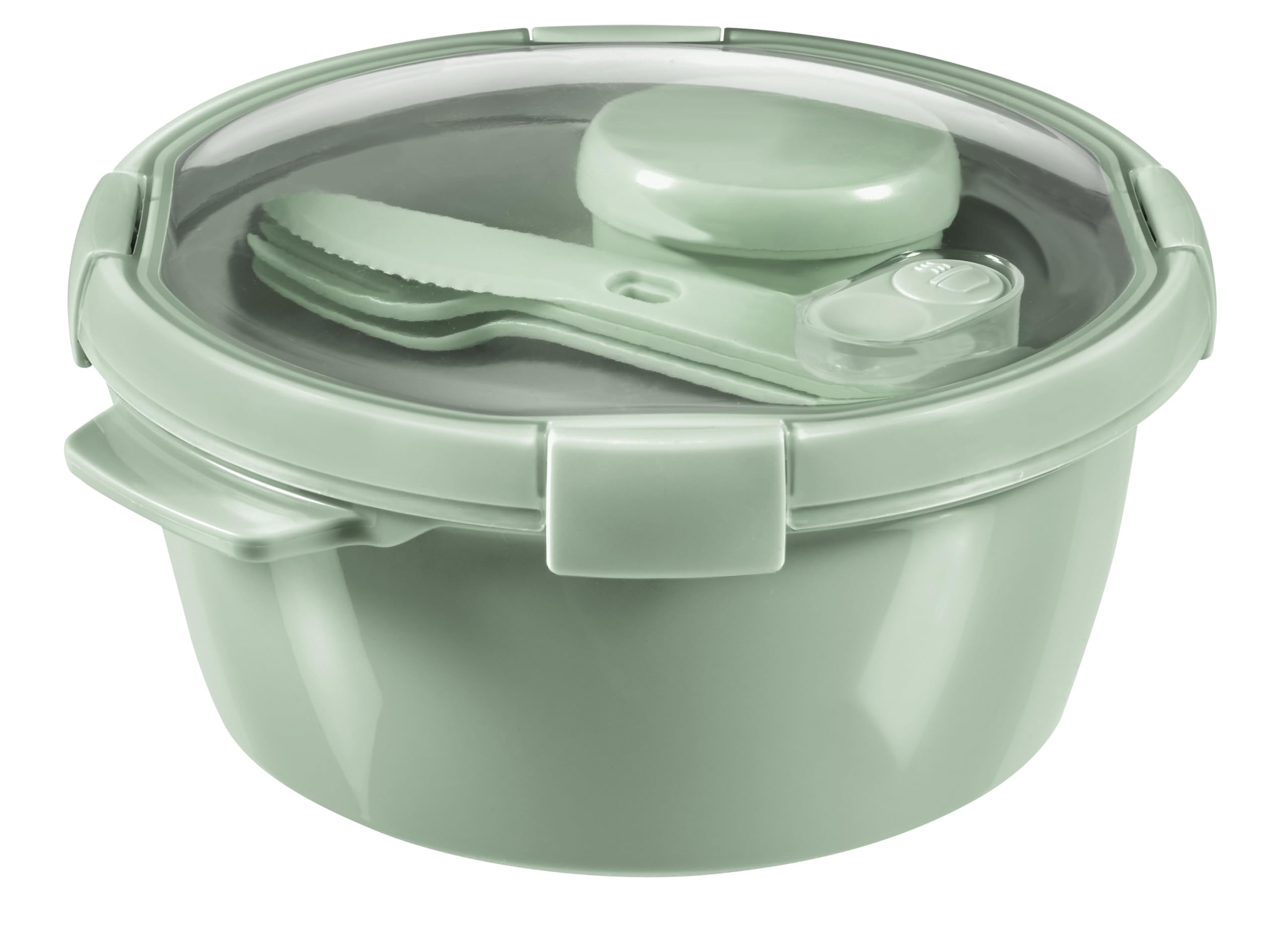 Curver Storage Box, Lunch Box Round 1.6L with Cutlery-Recycled (Smart ECO Line) 249948