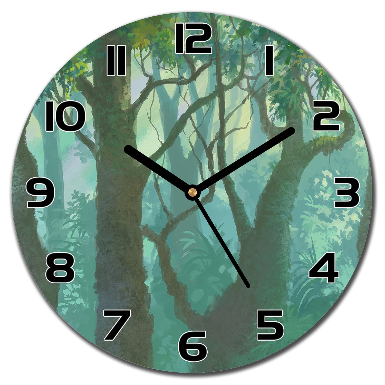 Horloge en verre forêt intérieure 30cm avec verre sécurité