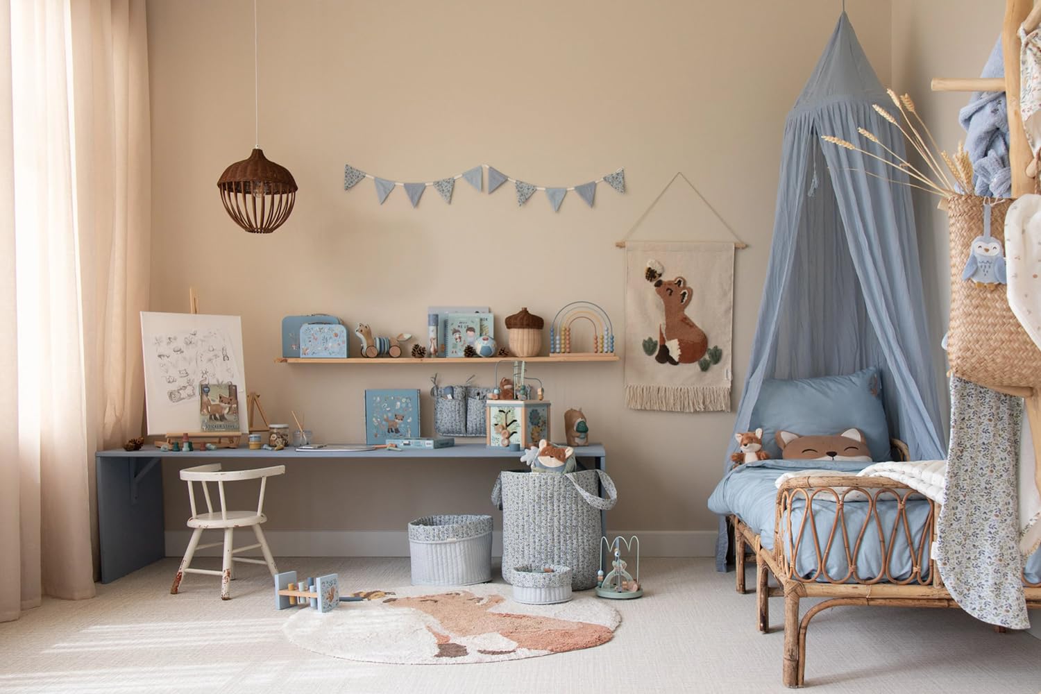 Little Dutch Aufbewahrungskorb Aufbewahrung für Spielzeug - Deckenkorb Spielzeugkorb Großer Korb Wendekorb - Babyzimmer Kinderzimmer Badezimmer - Forest Adventure