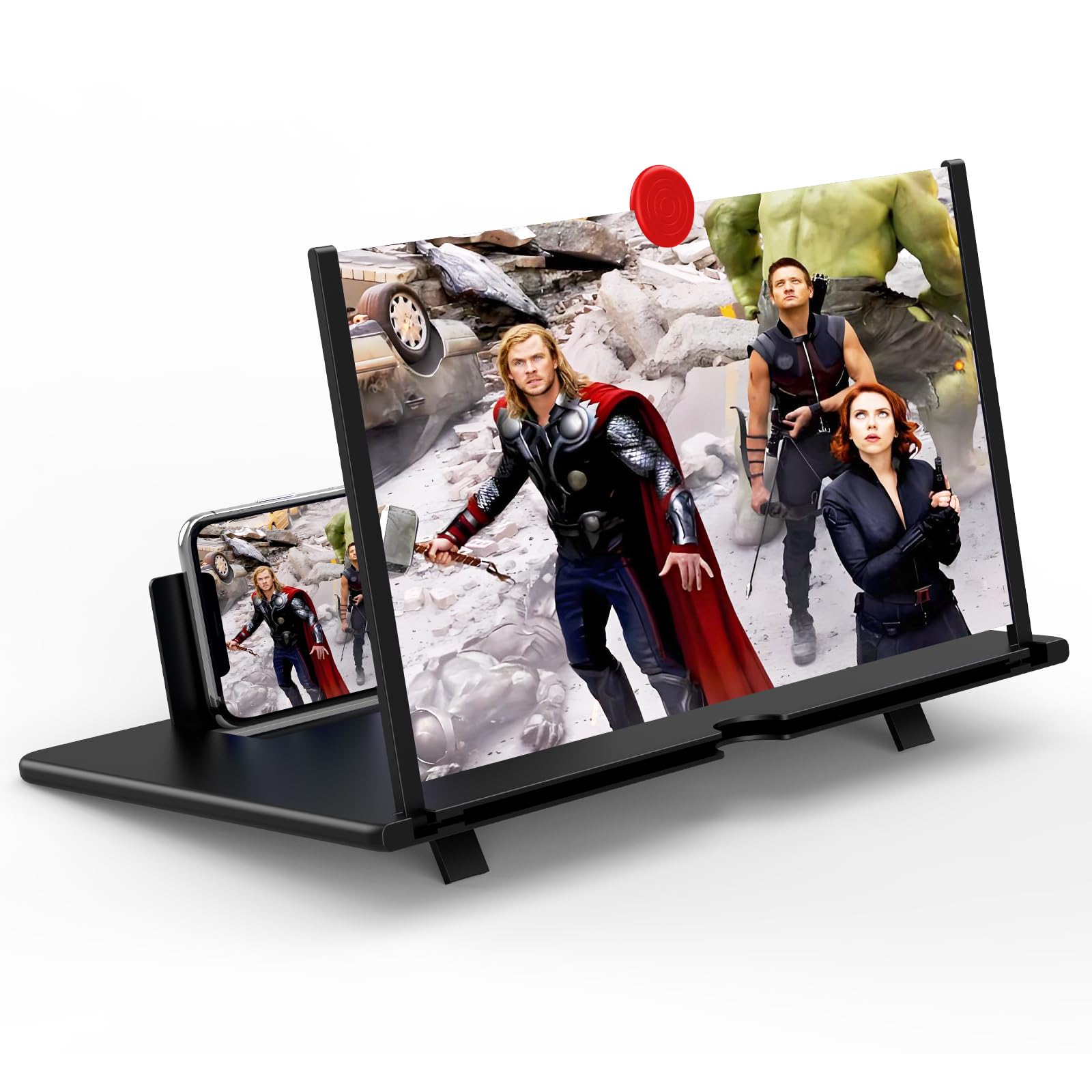 16" Screen Magnifier for Cell Phone, Mobile Phone 3D HD Magnifying Projector Screen Enlarger for Movies, Videos and Gaming, Foldable Phone Stand with