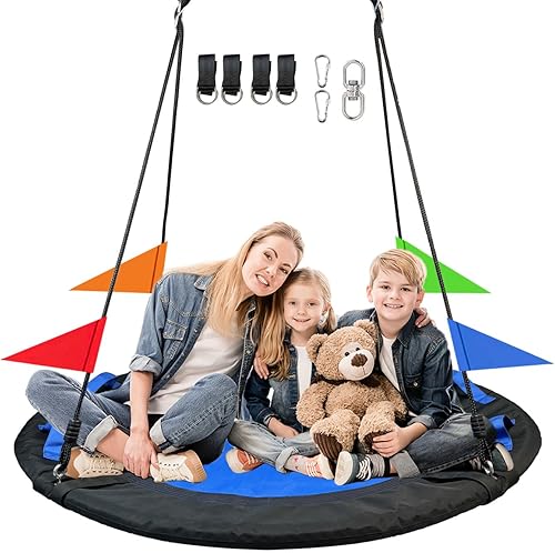 Miniatura 7 de Columpio para árbol de 40 pulgadas, columpio para árbol de telaraña, capacidad de peso de 800 libras, Oxford 900D impermeable con asas, con correas