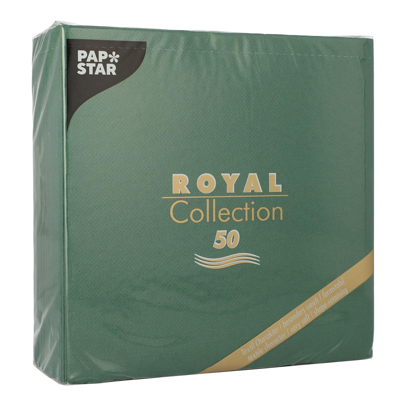 PAPSTAR 1 Karton = 5x50 Servietten ROYAL Collection 1/4-Falz 40 cm x 40 cm dunkelgrün 11606