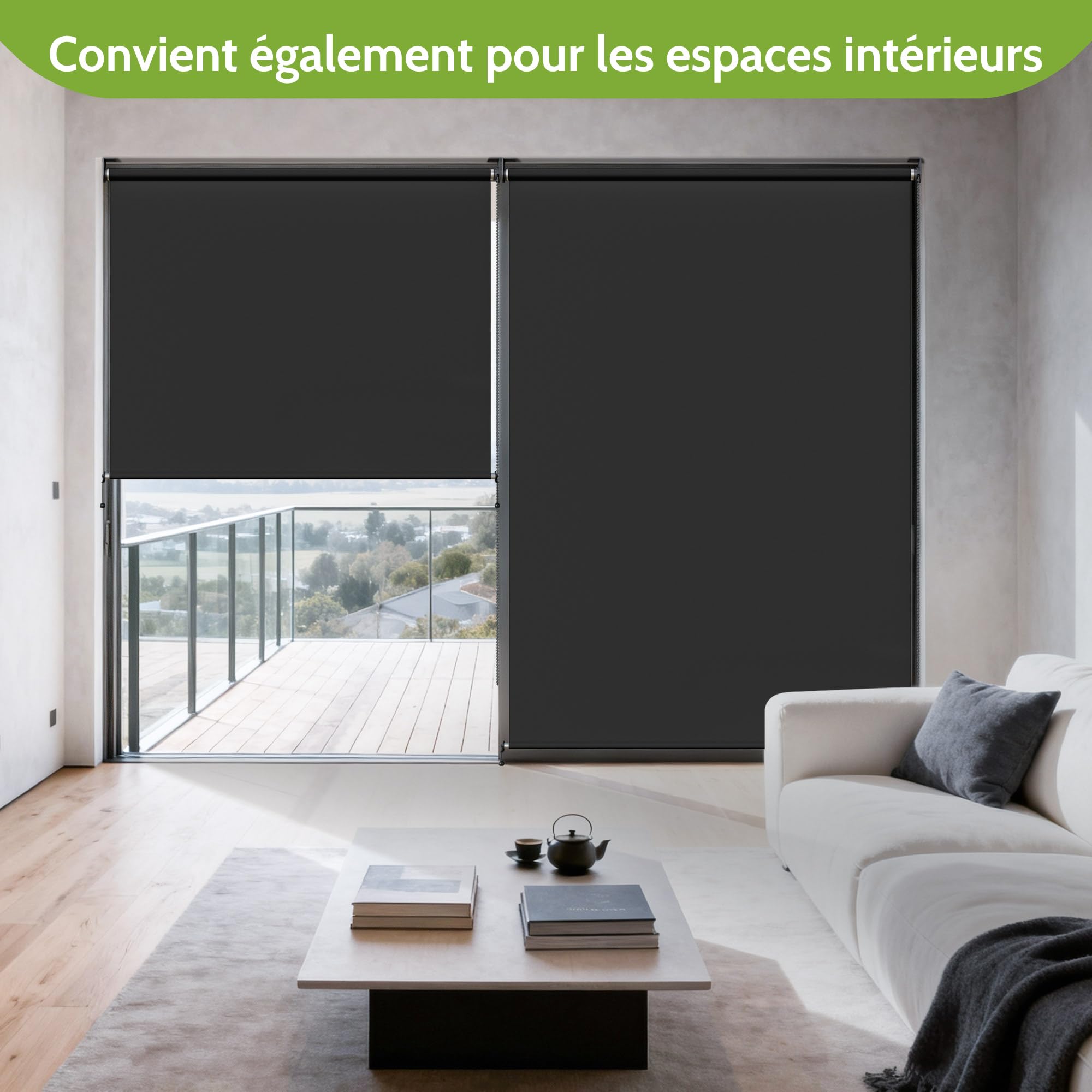 BelleMax Store Enrouleur Exterieur pour Balcon, Store Vertical avec la Chaîne, Tissu 220 g/m² Protection Solaire UV 50+ et Protection de la Vie Privée, Gris Foncé,100 x 140cm