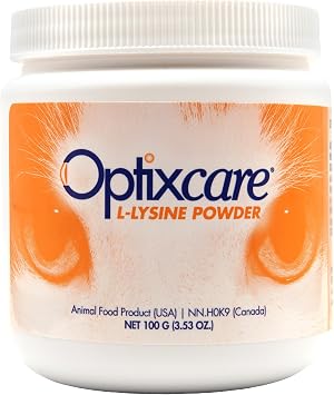 OptixCare L-Lysine Powder, 3.53 oz, 500mg per Scoop, Immunity Support for Cats and Kittens