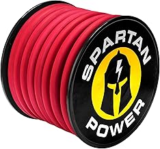 Spartan Power Welding Lead & Car Battery Cable - DIY Bulk Automotive Grade Copper Wire - 600 Volt, 1/0 AWG, 15 Foot, Red
