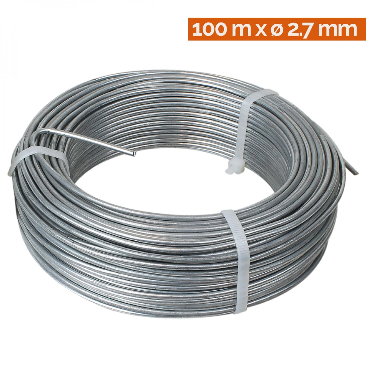 Linxor - Fil de tension en acier galvanisé pour grillage ou autre - 100 m x 2.7mm Ø - Gris