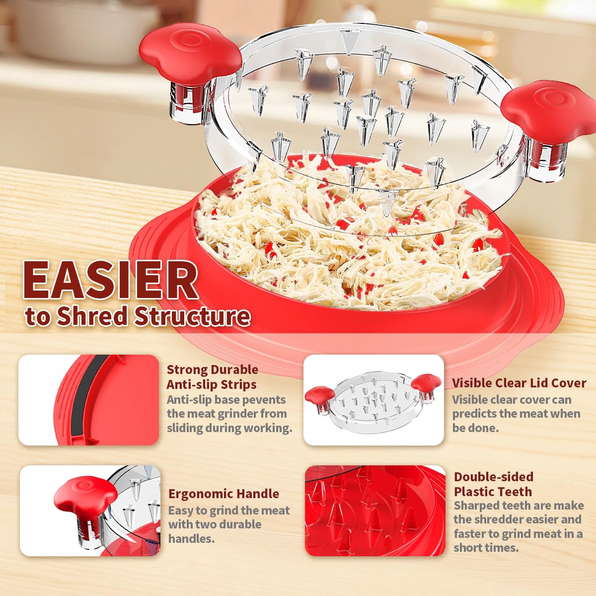 Chicken Shredder, Large Chicken Breast Shredder Tool Twist, 25cm Visible Meat Shredder Machine, Chicken Shredder Tool Twister - Image 3