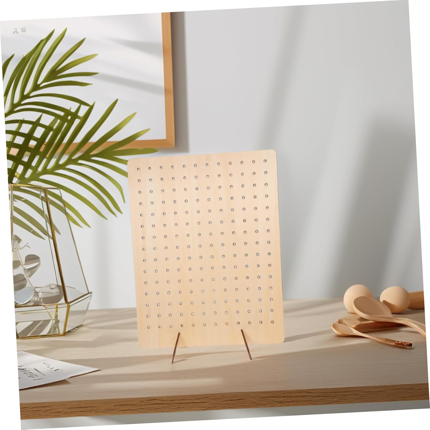 Zerodeko Wooden Necklace Display Stand Pegboard for Jewelry Craft Show Display Rack for Selling