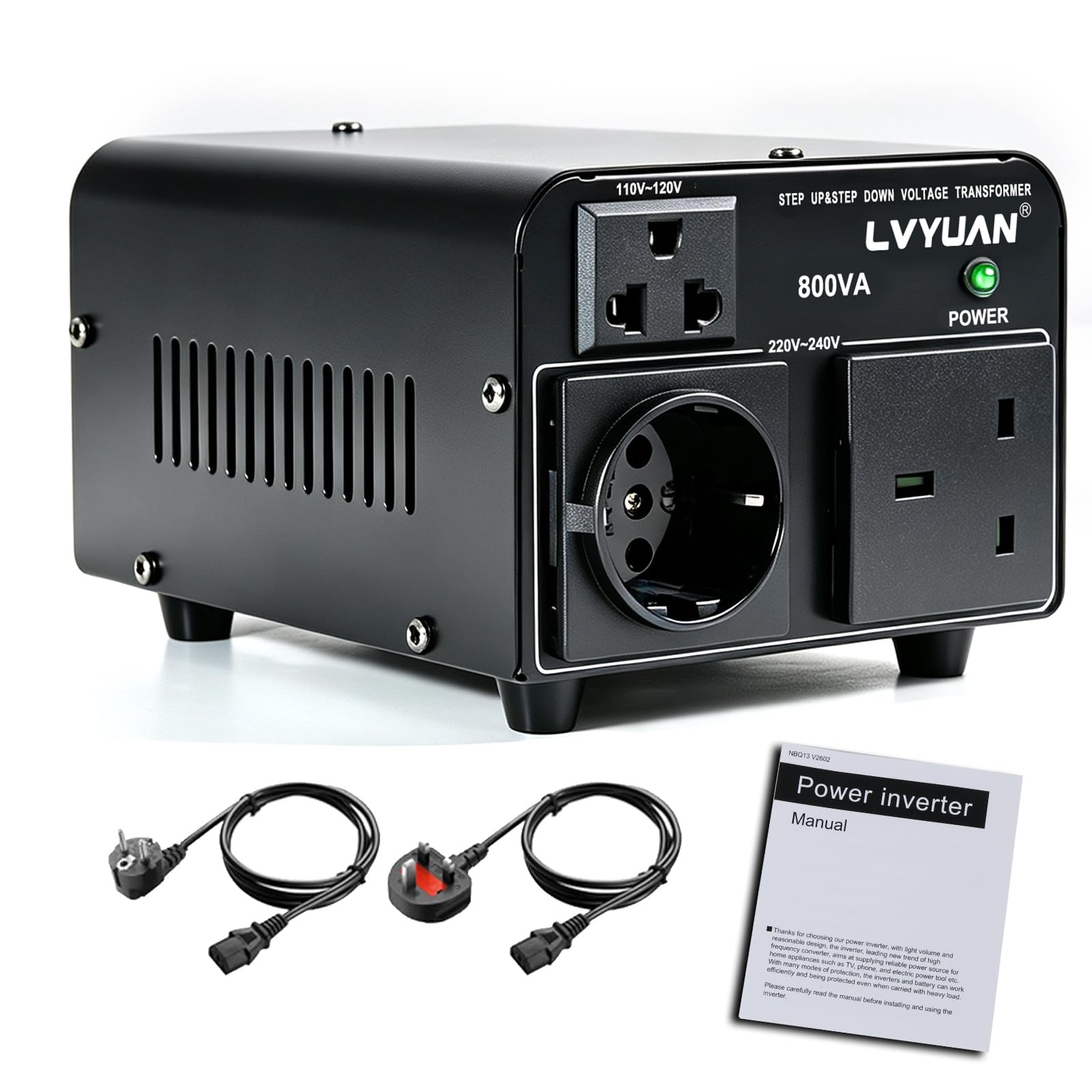 Cantonape 800 VA 110 V USA przetwornica napięcia transformator pierścieniowy 800 W - In: 110 V lub 220 V/Out: 220 V, 800 W przetwornica napięcia