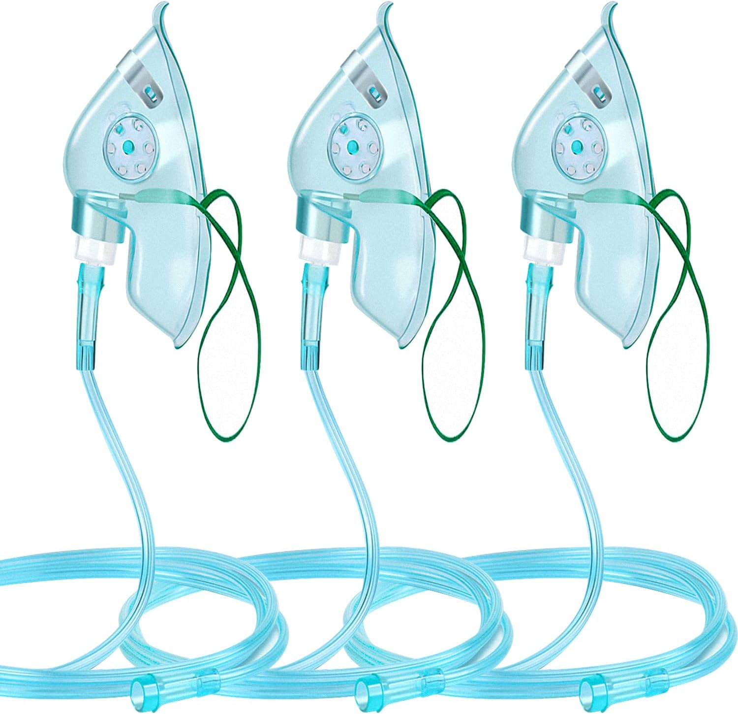 Guatbsecure Standard Oxygen Mask with 6.6' Tubing and Adjustable Elastic Strap - 3 Packs - Size XL