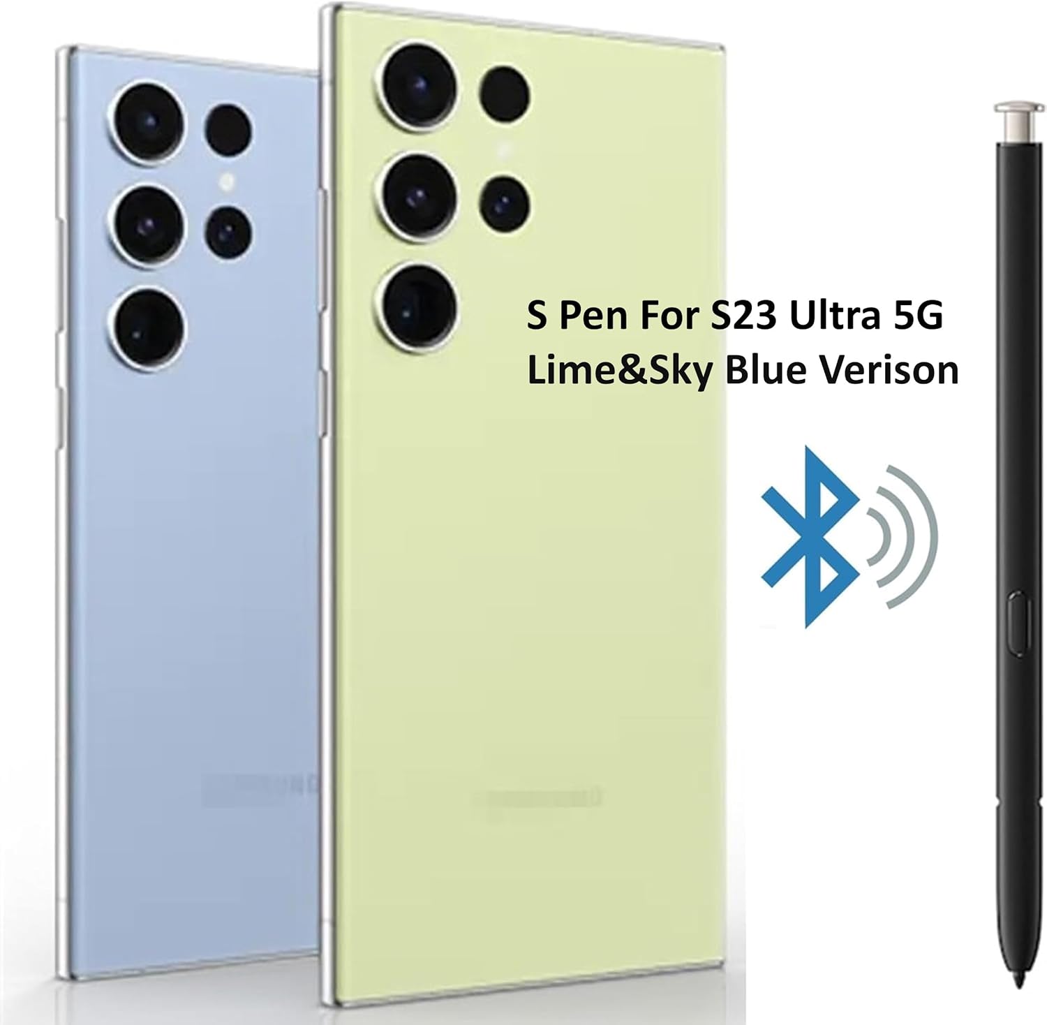 S23 Ultra Stylus Pen (WithBluetooth) Replacement for Samsung Galaxy S23 Ultra 5G All Versions S Pen with 5xTips/Nibs (Lime/Sky Blue)