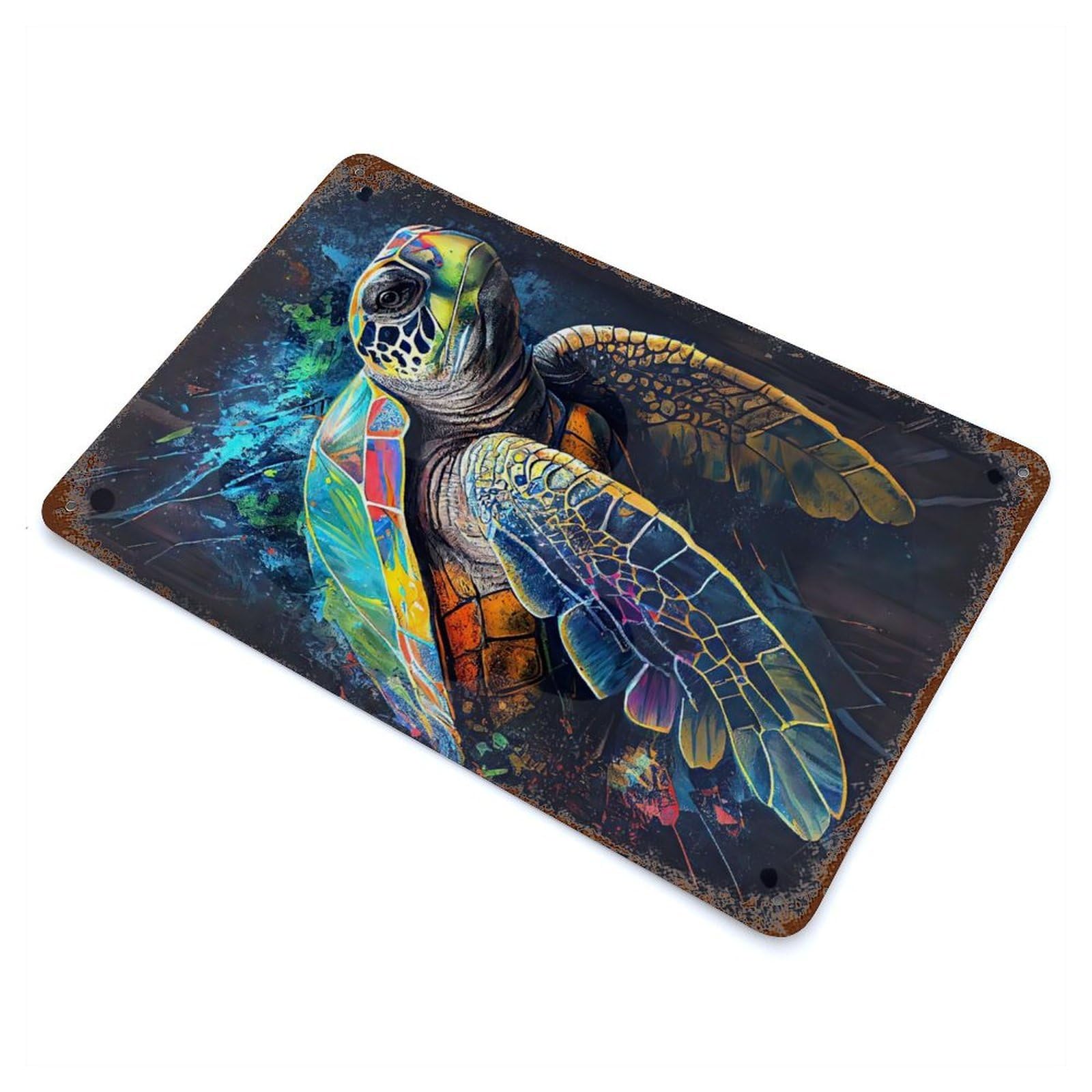 The Patient Turtle 11.8"x7.9" Retro Metal Sign, Industrial Home Decor for Office, Studio And Wall Decor