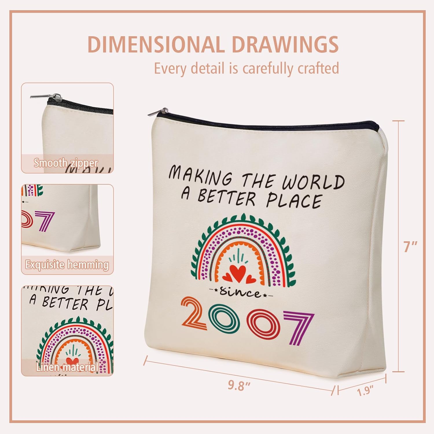 19th Birthday Makeup Bag For Teen Girls Gifts: Cute Cosmetic & Toiletry Pouch For Her,Sister, Nieces, Girlfriends, Friends, Daughters .Ideal Inspirational Gift For Birthday, Travel. - Image 4