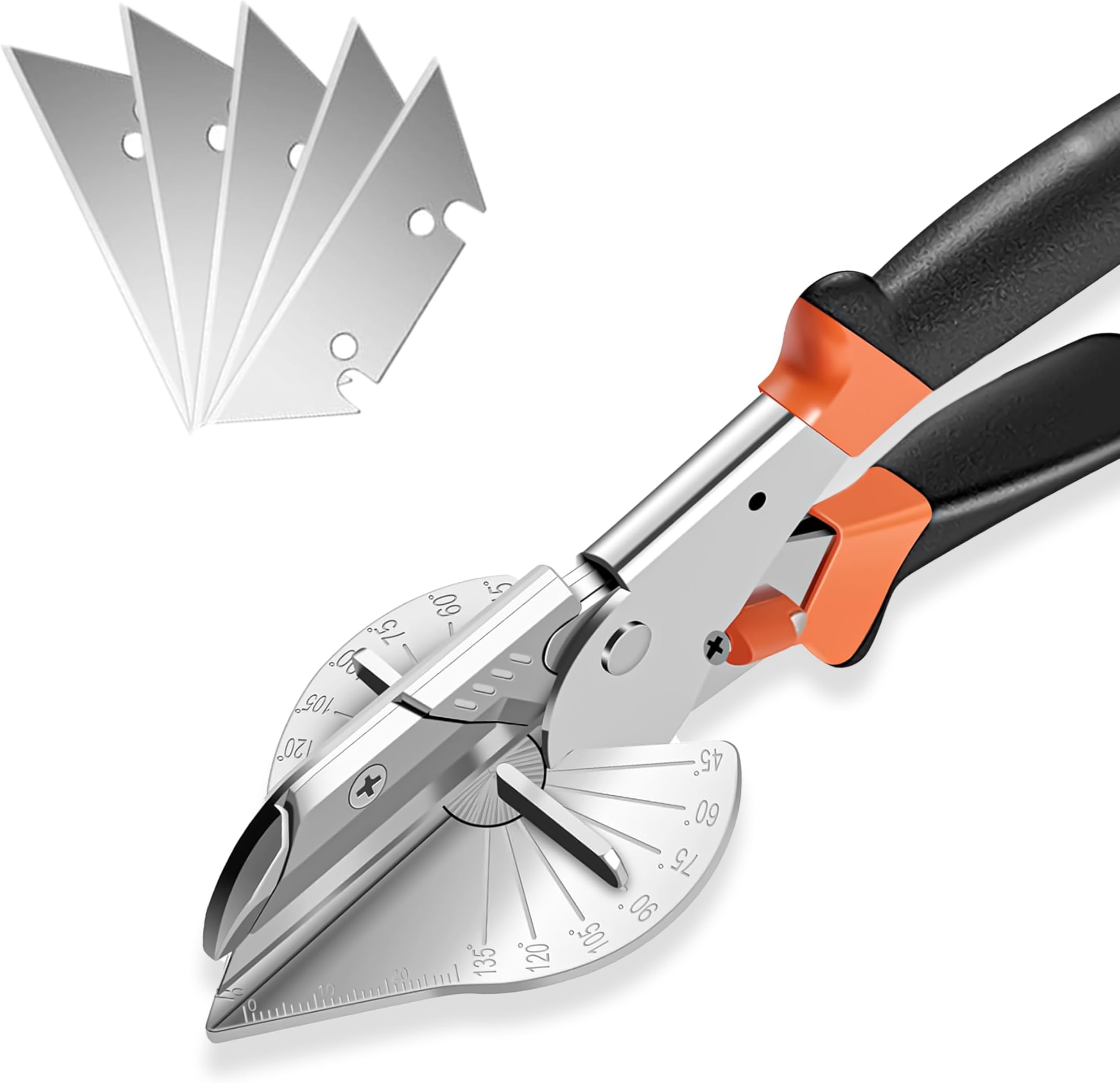 Multi Angle Miter Shear Cutter 45 Degree To 135 Degree (Handle Color - Vary) Including 5 Spare Blades- Multi Purpose