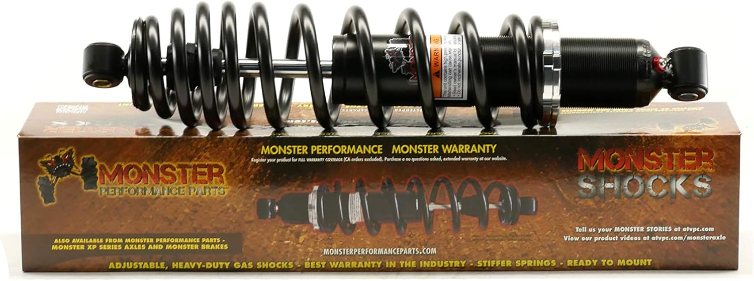 Monster Performance Rear Shocks for Polaris 7044139 Left & Right Ranger 400 500 570 800 Monotube Dual-Rate Responsive Handling Quality Tested Gas-charged Anti-foam Anti-shear Adjustable