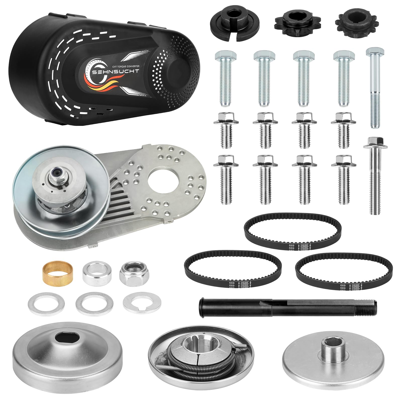 CVT Torque Converter 30 Series Mini Bike 6.5Hp Go Kart Clutch 3/4 inch 10T #40/41/420 & 12T #35 Chain Drive Pulley for Manco Comet TAV2 Engine Replace for 218353A 219456A 219552A, with 3 Belts