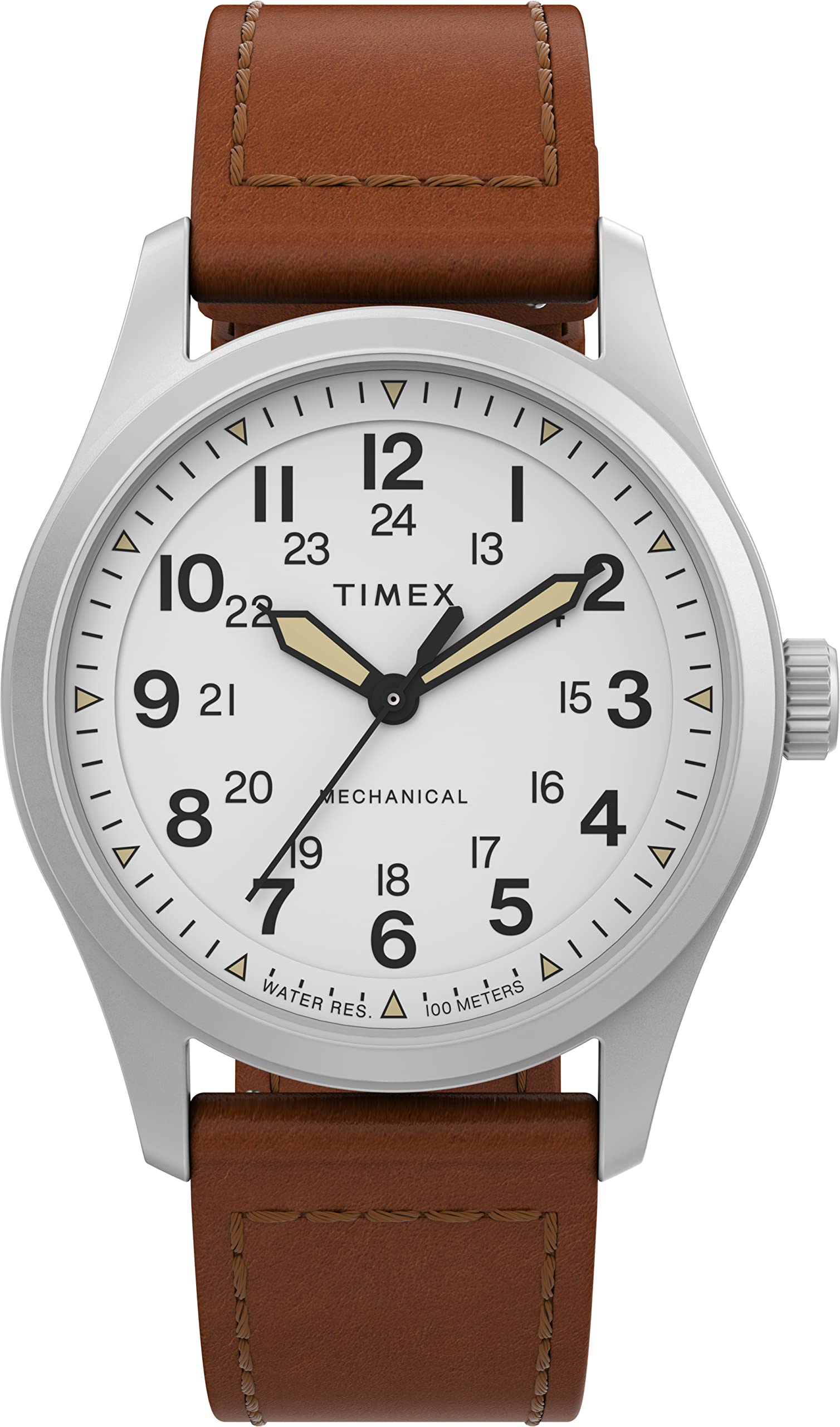 TIMEX Men Leather 3 Hands Analog White Dial Coloured Quartz Watch, Round Dial with 38 Mm Case Width - Tw2V00600X6, Band Color-Brown (B0C1K4HQTH) Amazon Price History, Amazon Price Tracker