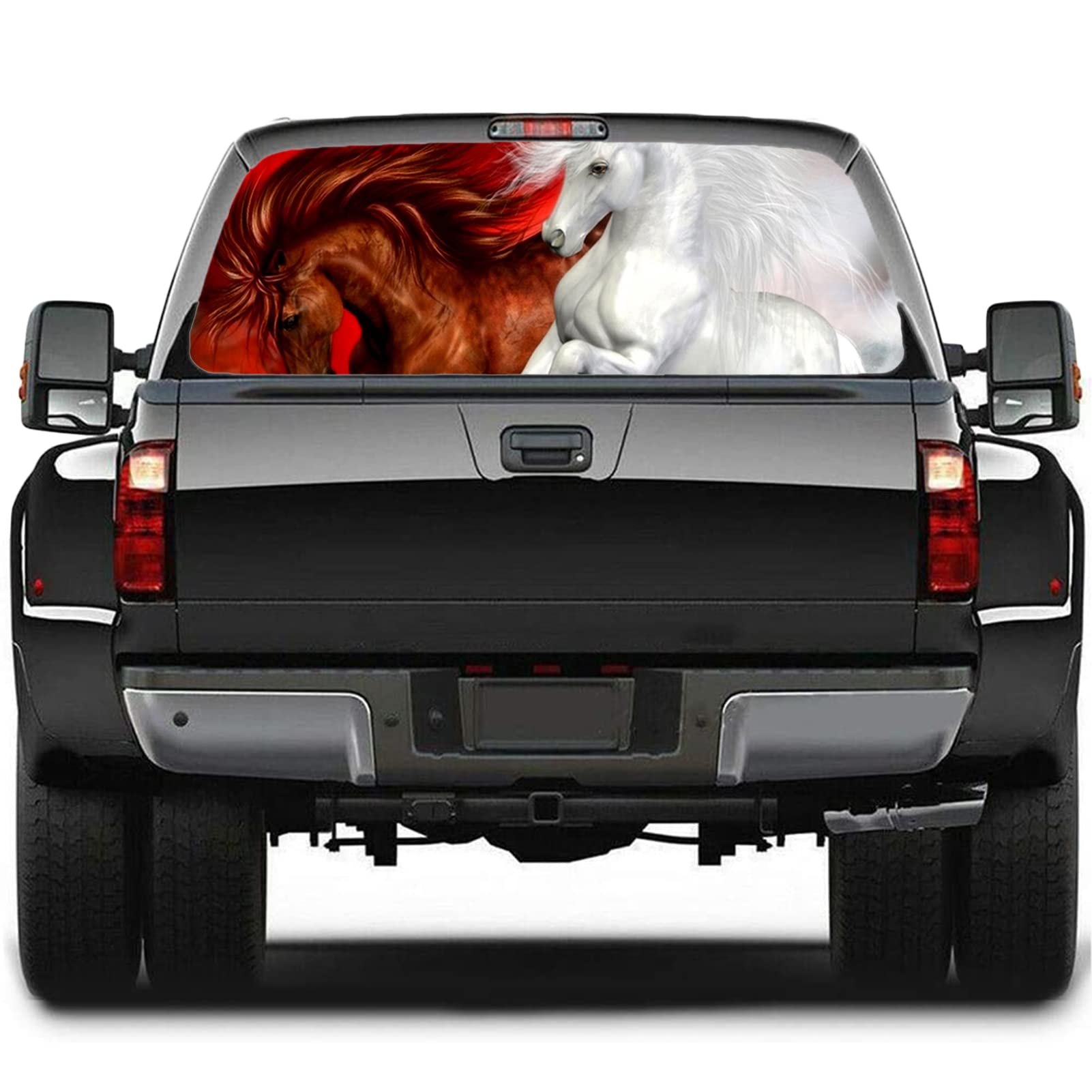 Adesivi per finestrino posteriore auto, camion, cavalli, perforati, auto, parabrezza, pellicola in vinile, pannelli trasparenti per camion, SUV, 148 x 45 cm