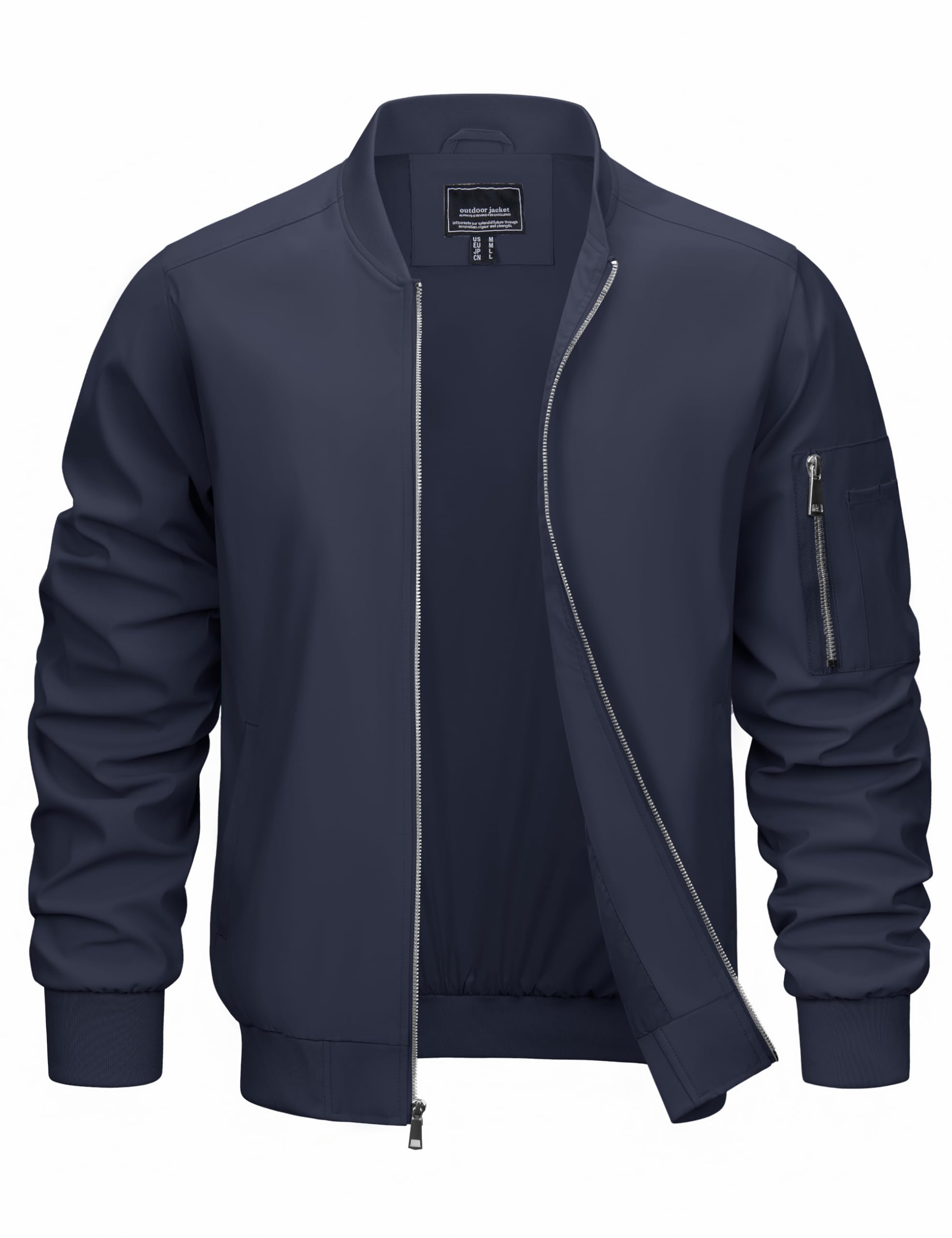 Mens Lightweight Bomber Jackets Full Zip Up Casual Golf Windbreaker Fashion Stylish Coat with Pocket