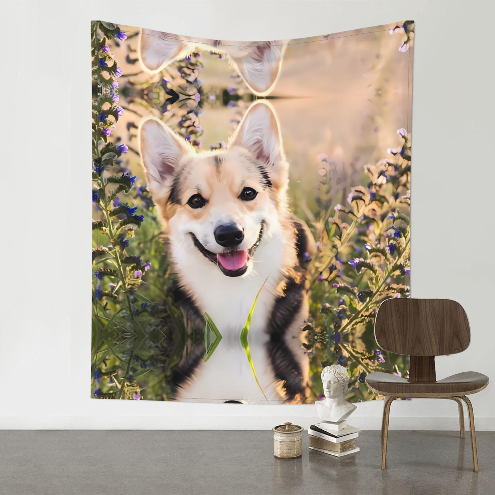WHJSHOP Dog Prints Original Wall Tapestry 60x51in – Boho Throw Blanket for Dorm Decor, Beach Picnic, & Bedroom Layering