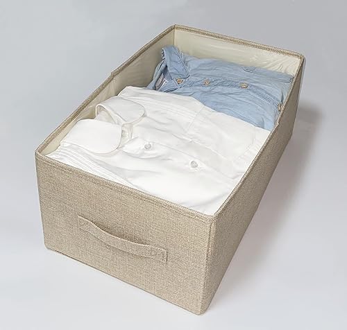 Miniatura 8 de Contenedores de almacenamiento abiertos con asa, organizador de ropa, contenedor de tela de lino, cesta plegable para el hogar, armarios, estantes,