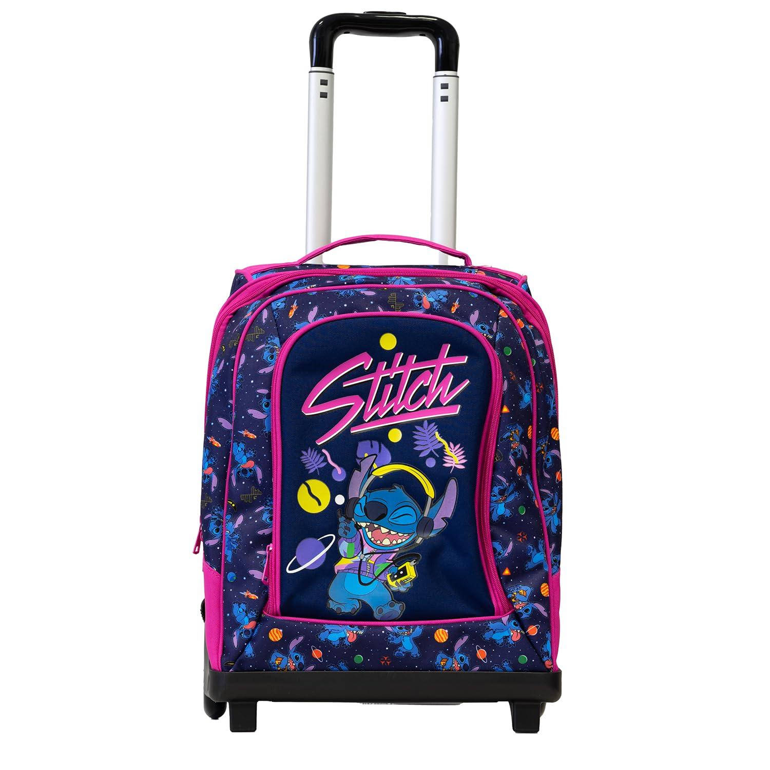 Zaino Trolley Scuola Elementare per Bambini 34x25x52 cm con Ruote in Gomma Zainetto da Bambino o Bambina - Stitch