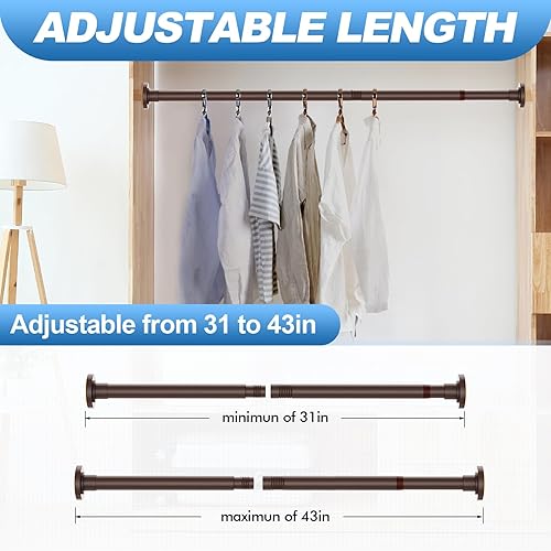 Miniatura 9 de Barra de cortina de ducha de bronce de 31 a 80 pulgadas, barra telescópica de acero inoxidable ajustable de 1 pulgada de diámetro, fácil de