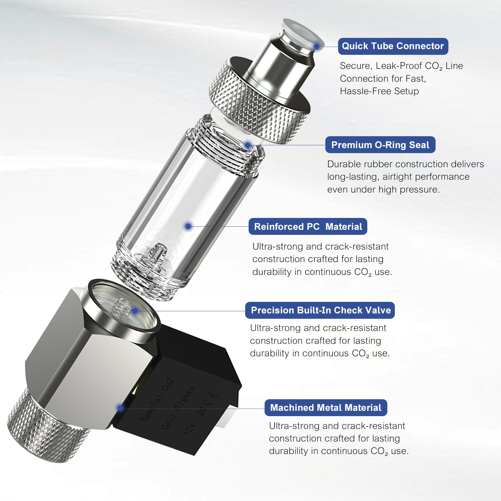 FZONE All-in-One CO₂ Solenoid Valve with Bubble Counter for CO₂ Aquarium System, Screw Connection - image 2