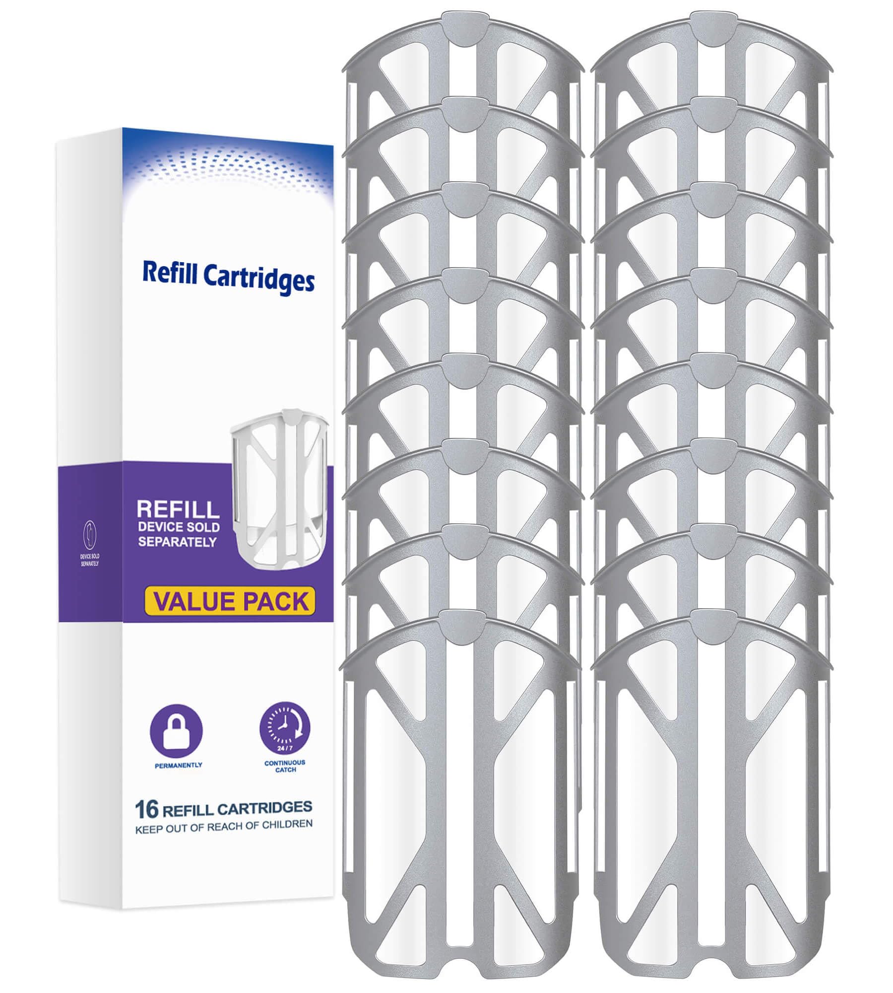 Amnice 16 Pack Upgraded Adhesive Replacement Cartridges, Compatible with ZEVO Plug-in Light M364 & Max, Maximum Value Kit for Devices, Indoor Replacement Cartridge Refills Only