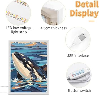 VFMNT Night Light Orca Killer Whale Print Nightlight for Adults VFMNT Night Light Orca Killer Whale Print Nightlight for Adults