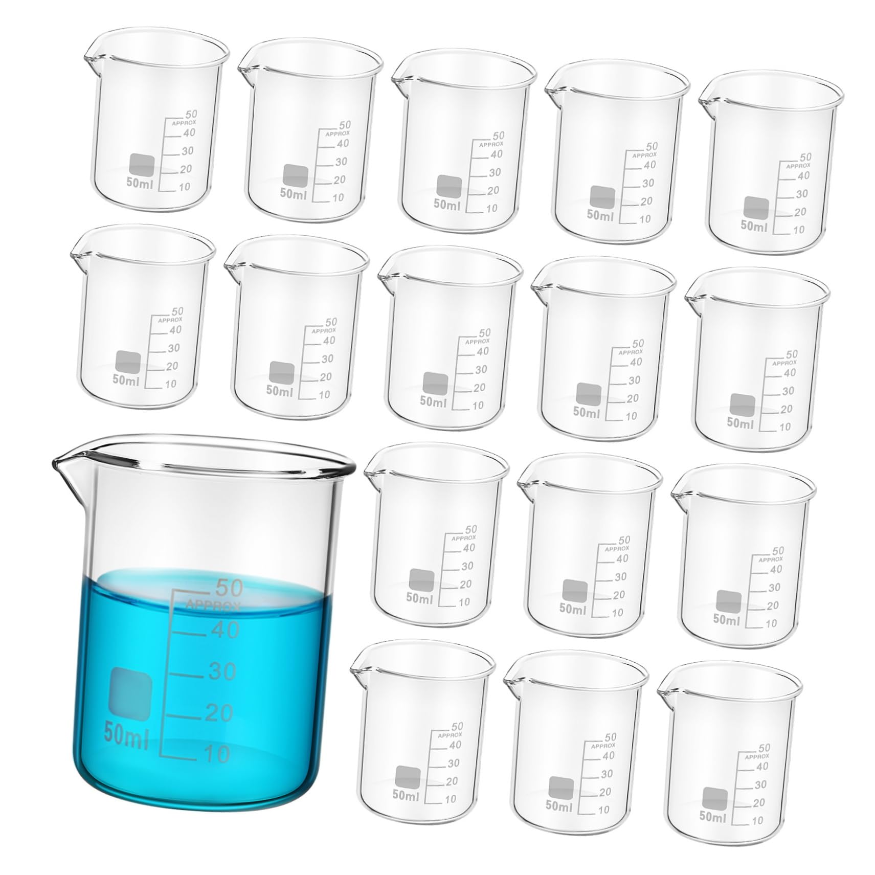 NAMOARLY 20pk Lab Beakers Measuring Cups Graduated Beakers Glass 50ml Precision
