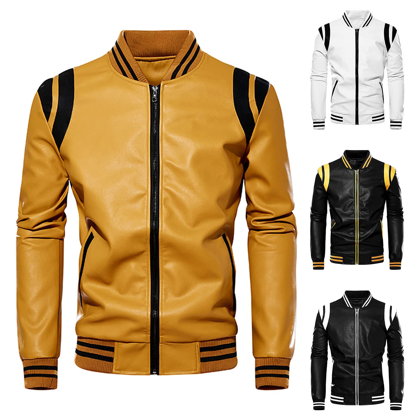 Giacca in pelle da uomo, stile cowboy, stile western, impermeabile | Giacca da moto vintage classica retrò patchwork giacca a vento primaverile pesca ciclismo cappotto per escursionismo