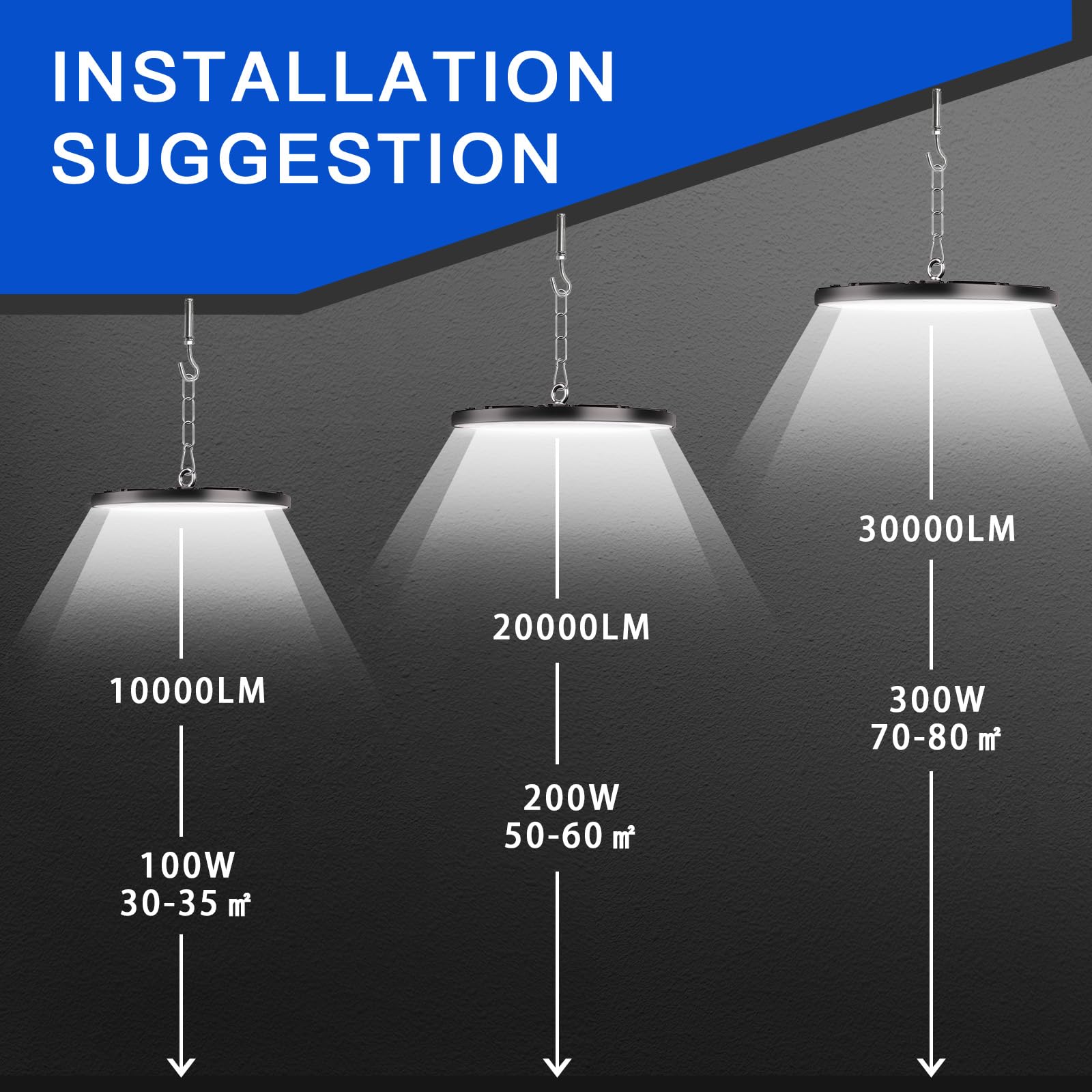 300 W UFO LED High Bay Light, 6000 K zimna biel UFO lampa warsztatowa LED, reflektor halowy 30 000 lm, wodoszczelność IP65, lampa przemysłowa High Bay do fabryk, garażu, magazynu