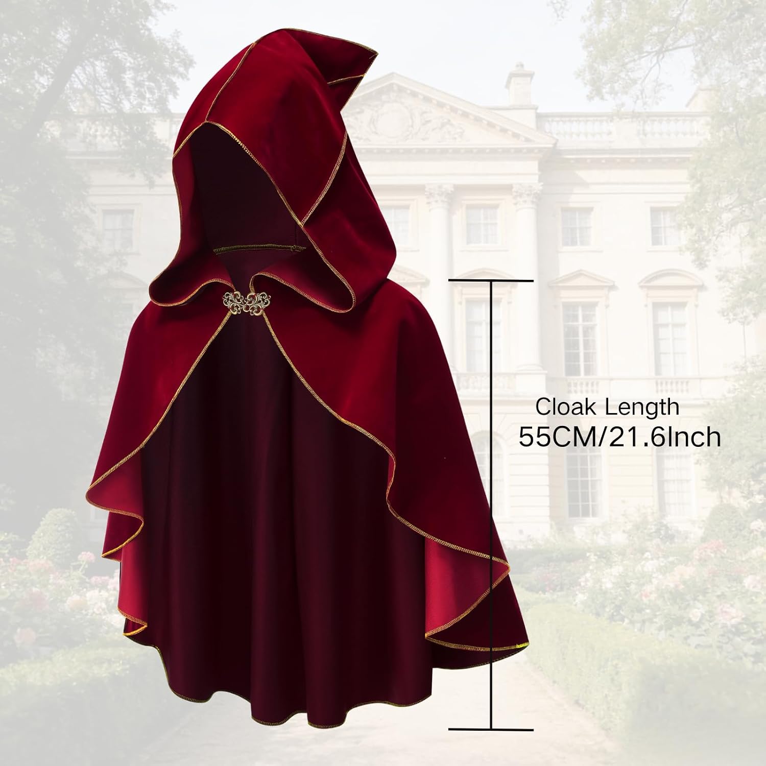 Womens Medieval Hooded Velvet Cape Costume Renaissance Fairs