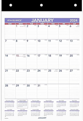 AT-A-GLANCE - Calendario mensual de pared 2024 de 11 x 8 pulgadas (PM09RP-28-24)