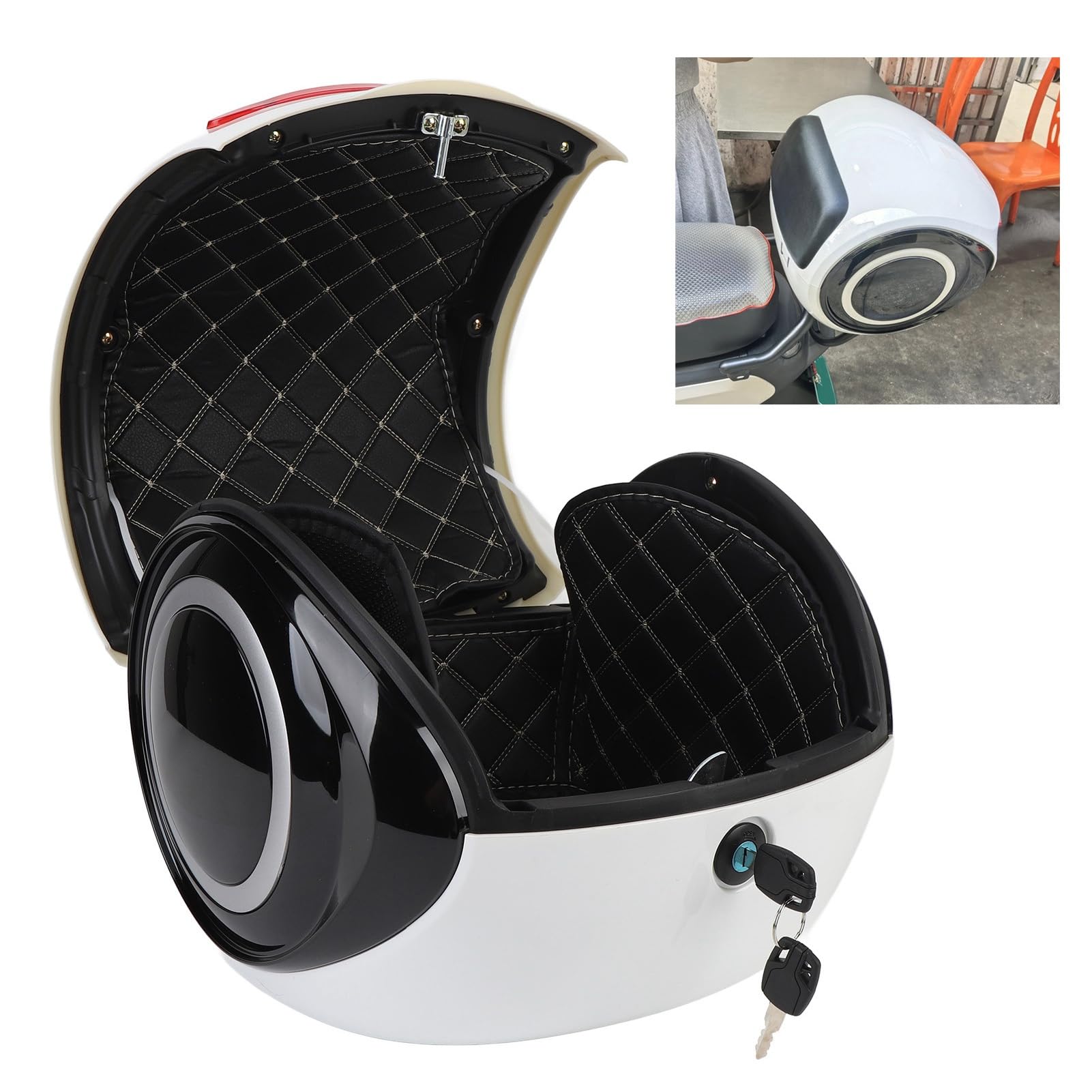 CCYLEZ Bauletto Moto 32L, ABS Leggero, per Moto (WHITE) | Grande capacità, resistente all\'acqua, facile installazione, compatibile con le moto