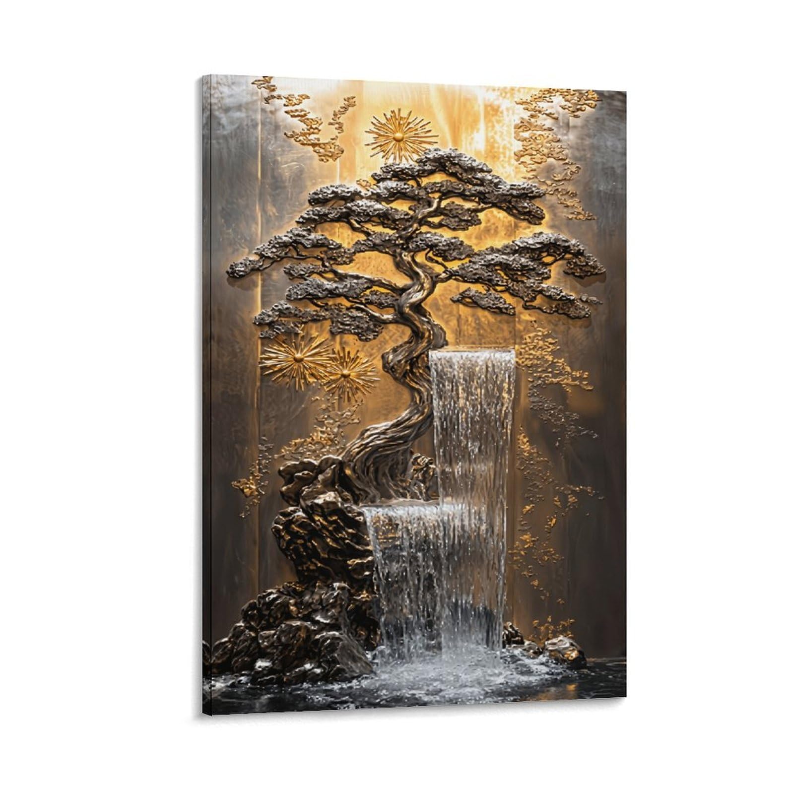 XPASHIQWC Pine Tree Poster Artwork Waterfall Canvas Prints Picture Modern Wall Art Picture Wall Hanging for Office Gym Living Room Decor 20x30inch(50x75cm)